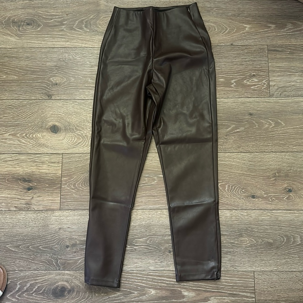 Leather brown pants